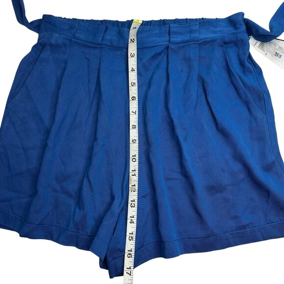 June & Hudson Royal Blue Paperbag Top Shorts w/ Built-In Belt & Pockets, Size M! - Picture 8 of 9
